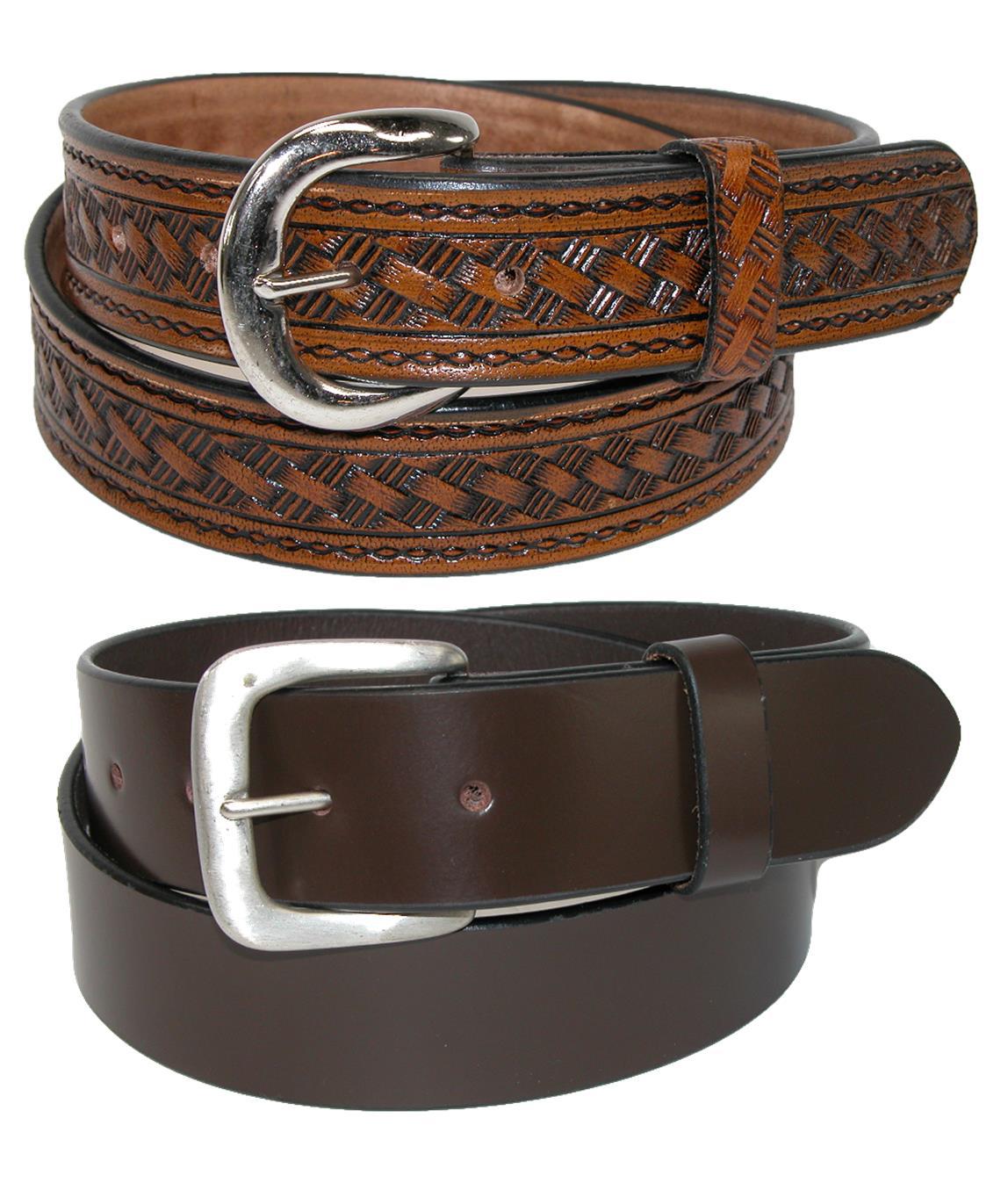 CTM Men's Leather 1 3/8 Inch Removable Buckle Belts (Pack of 2)
