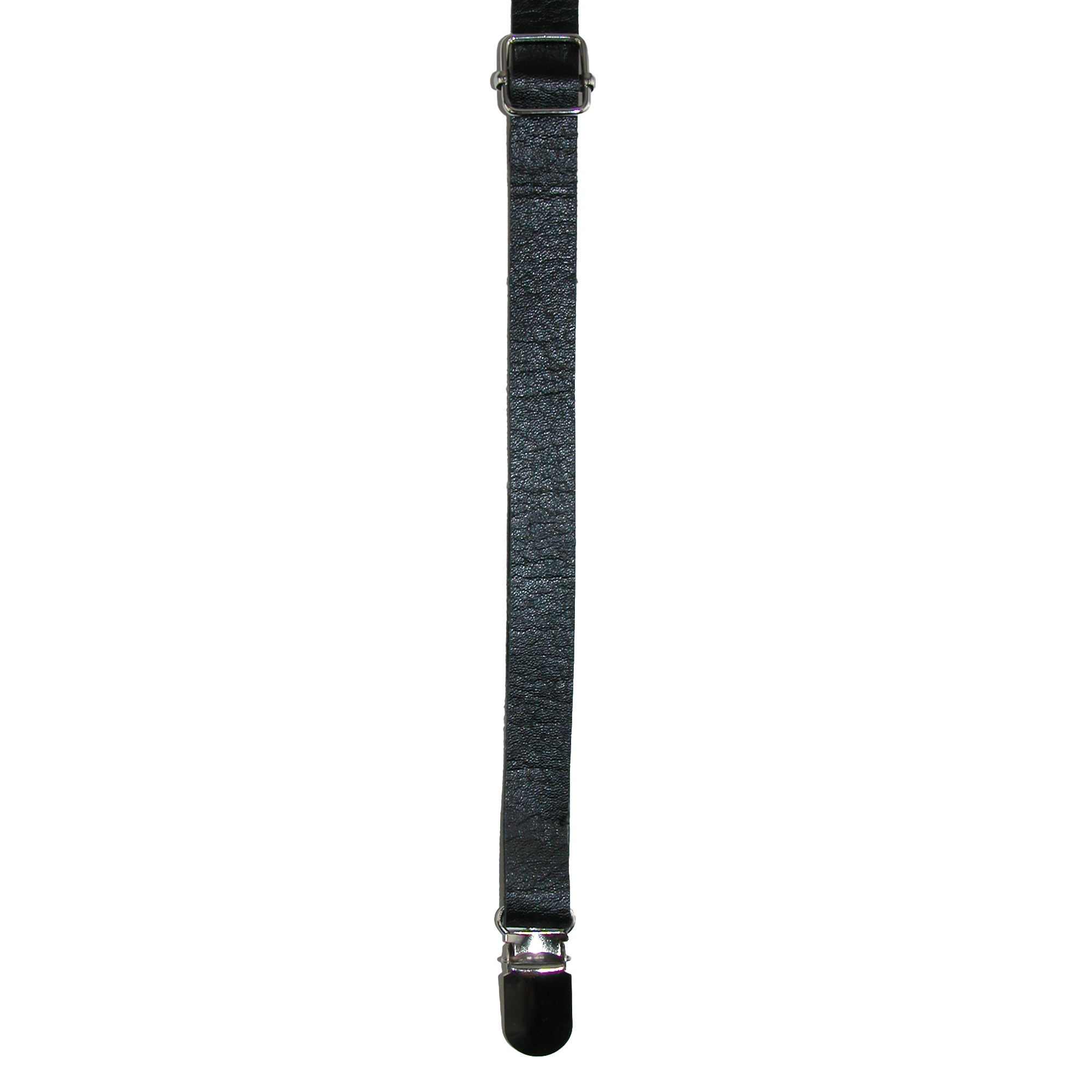 New CTM Faux Leather Slim Clip-End Suspenders