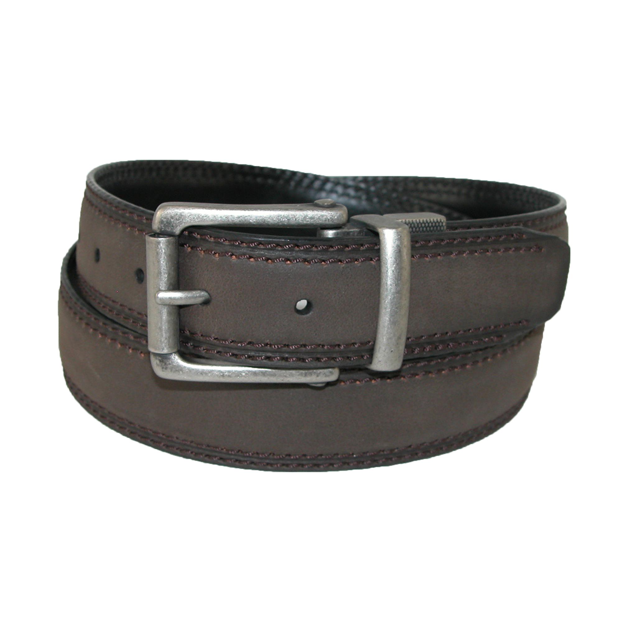 Dickies Men's Leather 1.25 Inch Reversible Belt with Roller Buckle