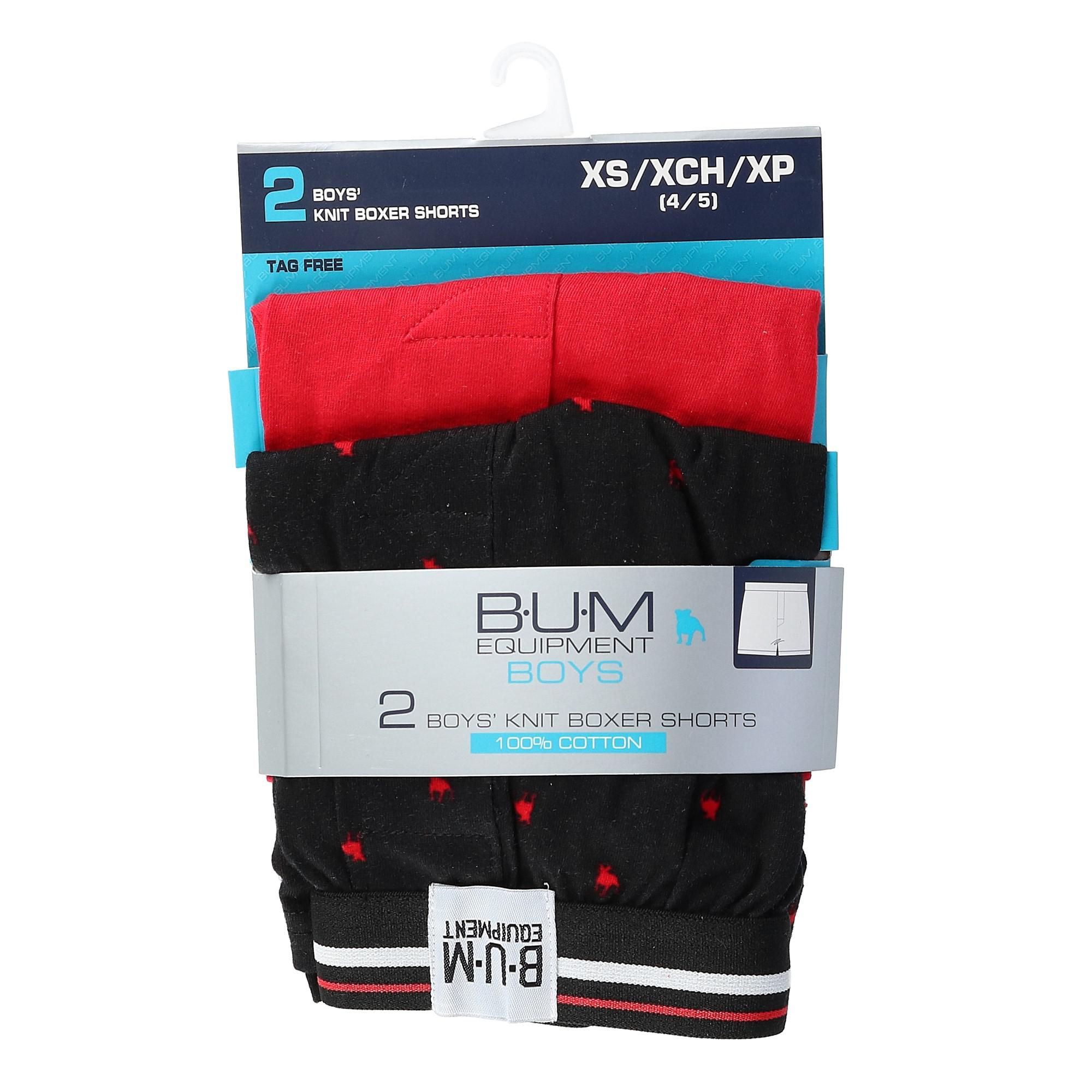 Boy/'s Knit Boxer Short Underwear 2 Pair Pack New B.U.M