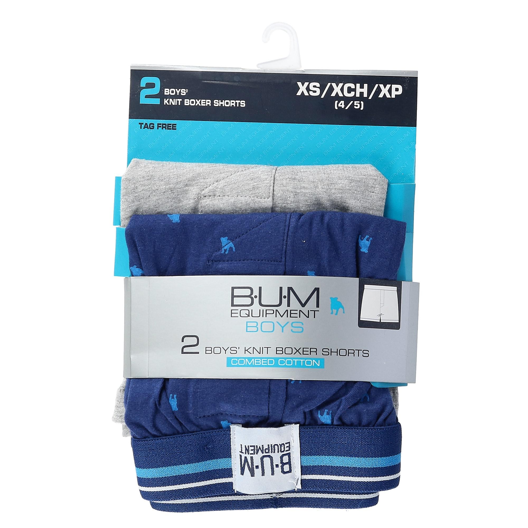 Boy/'s Knit Boxer Short Underwear 2 Pair Pack New B.U.M