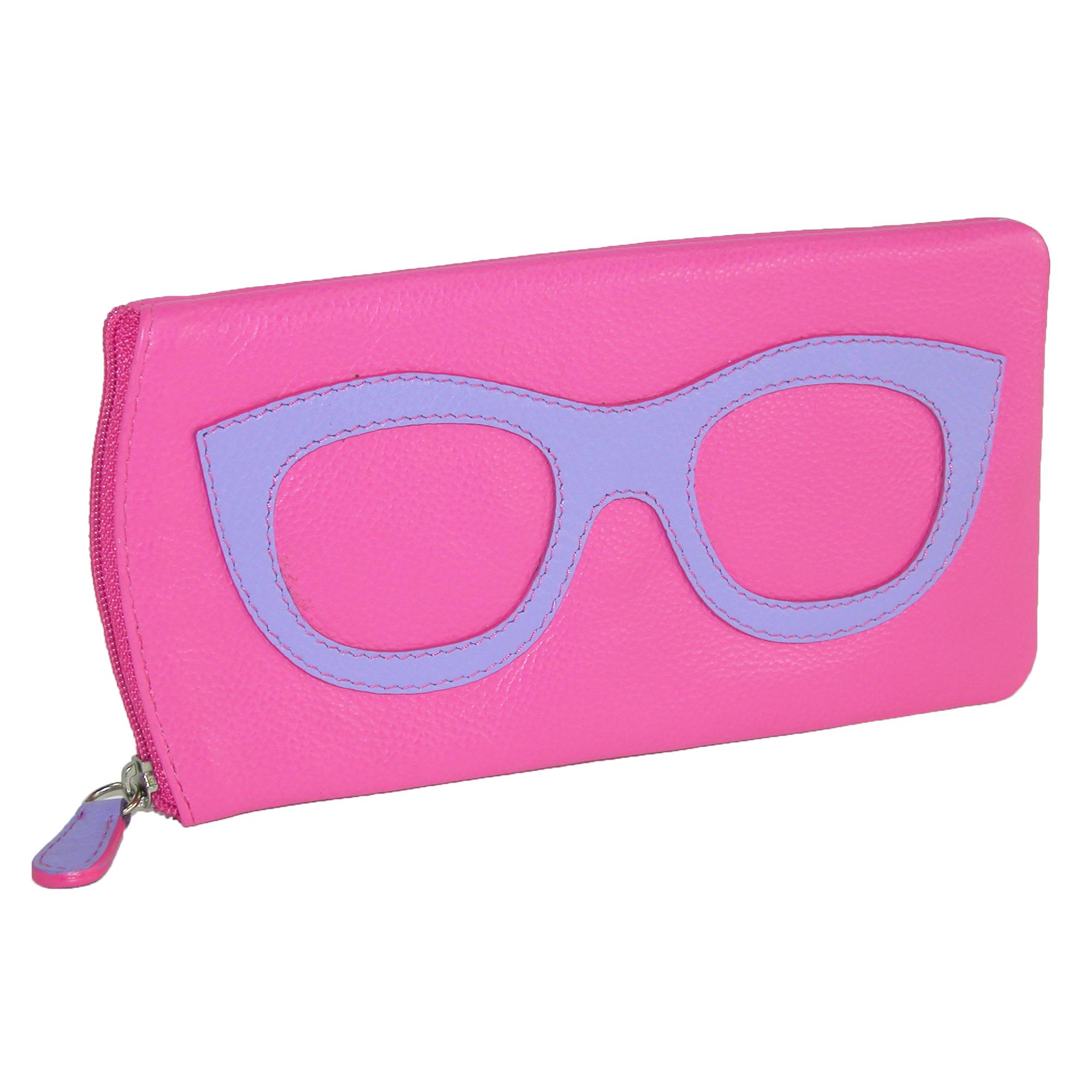 New CTM Women's Leather Eyeglass Case with Eyeglass Design