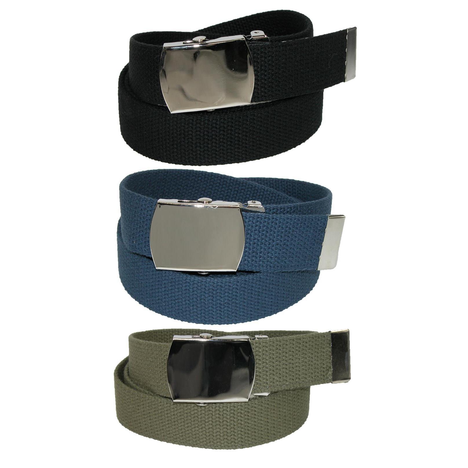 CTM Big & Tall Cotton Belt with Nickel Buckle (Pack of 3 Colors)