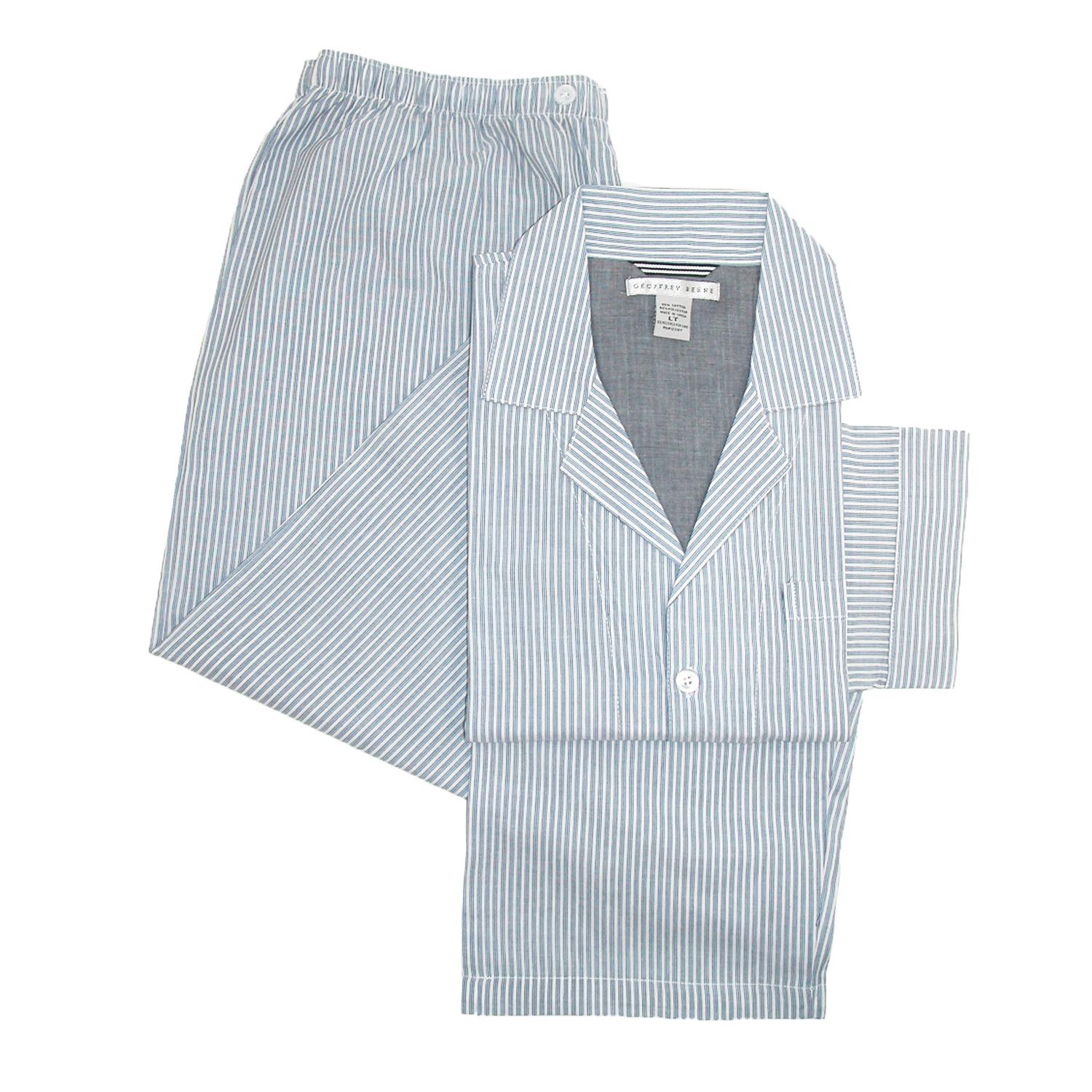 Geoffrey Beene Men's Tall Broadcloth Long Sleeve Long Leg Pajama Set