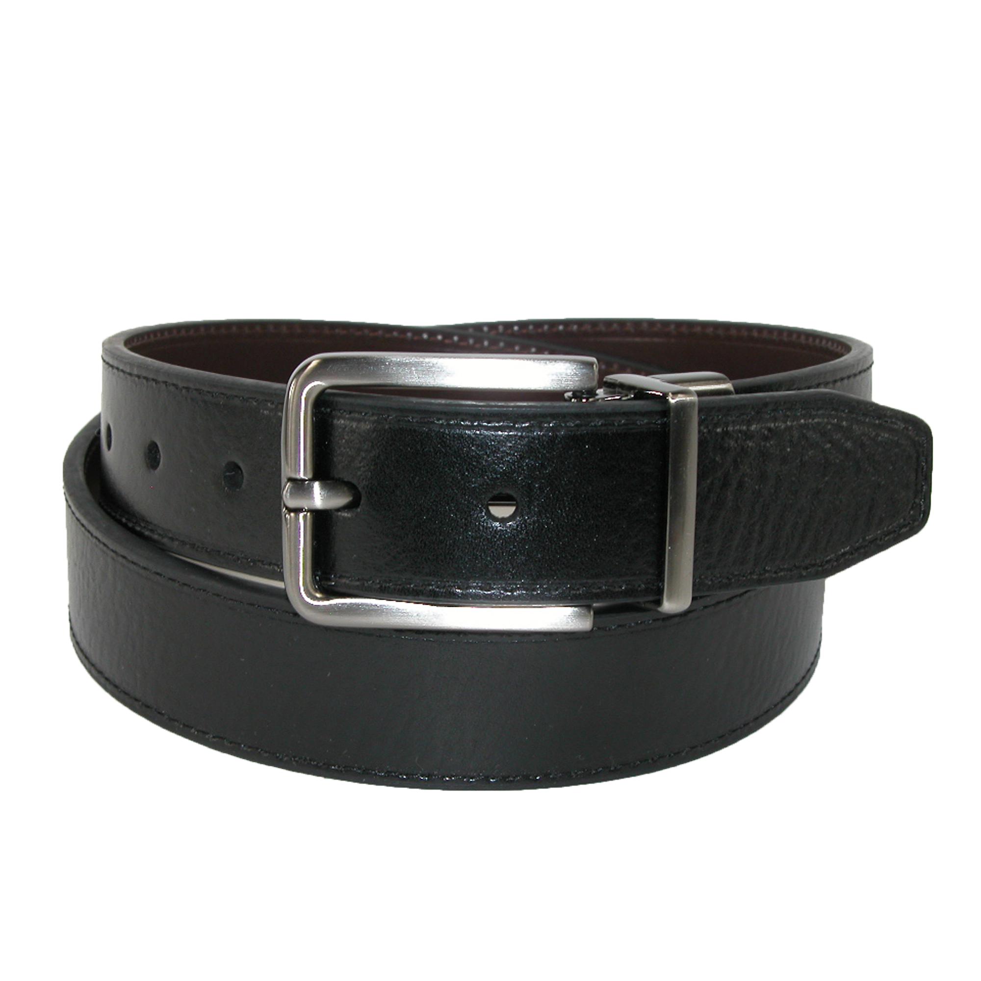 Dockers Men's Leather Reversible Belt with Two Tone Buckle