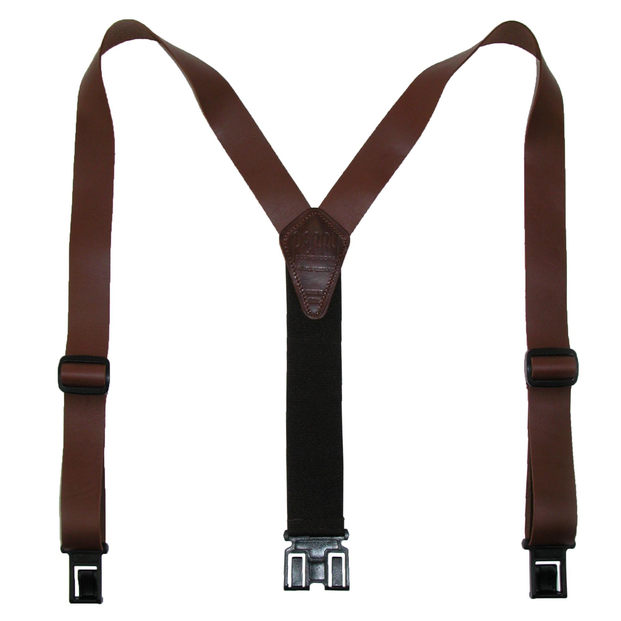 Perry Suspenders Men's Leather Dress Hook End Suspenders