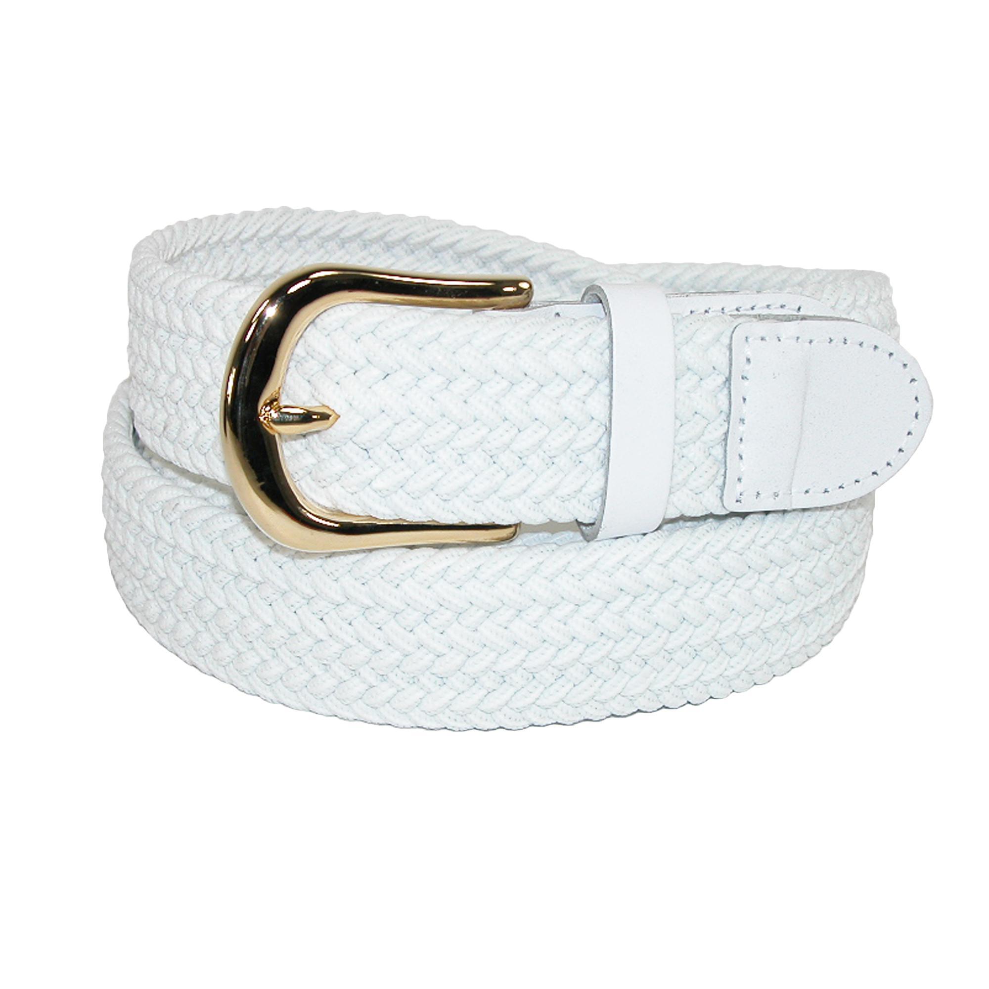 CTM Men's Elastic Stretch Belt with Gold Buckle and Matching Tabs