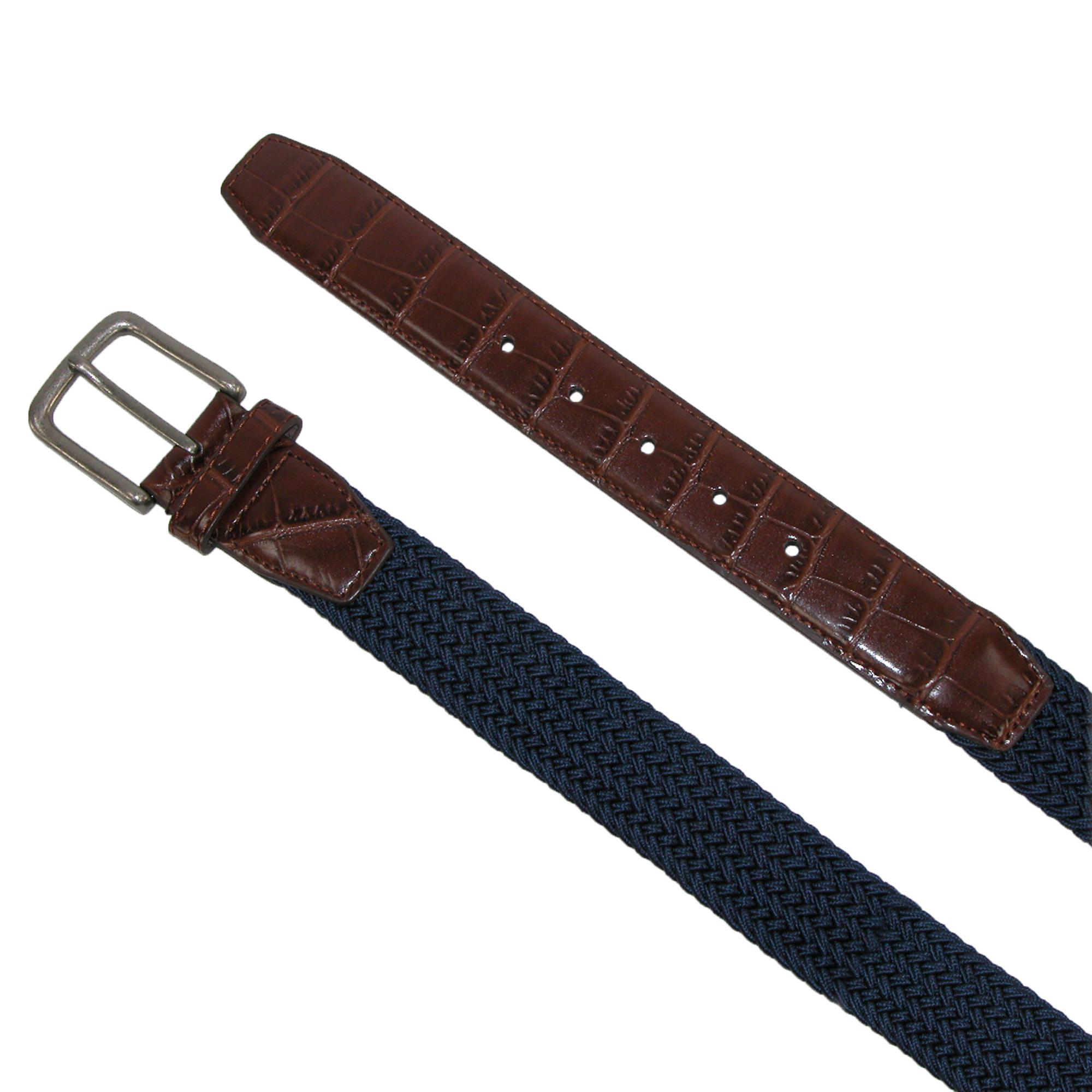 New CTM Men's Elastic Braided Golf Belt with Croco Print End Tabs eBay