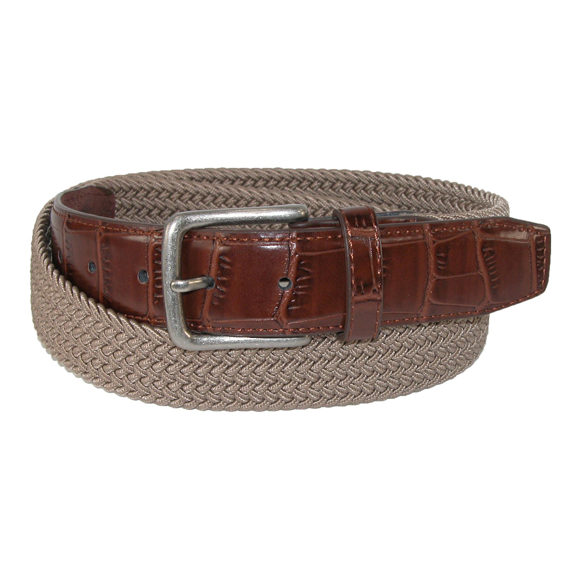 New CTM Men's Elastic Braided Golf Belt with Croco Print End Tabs eBay