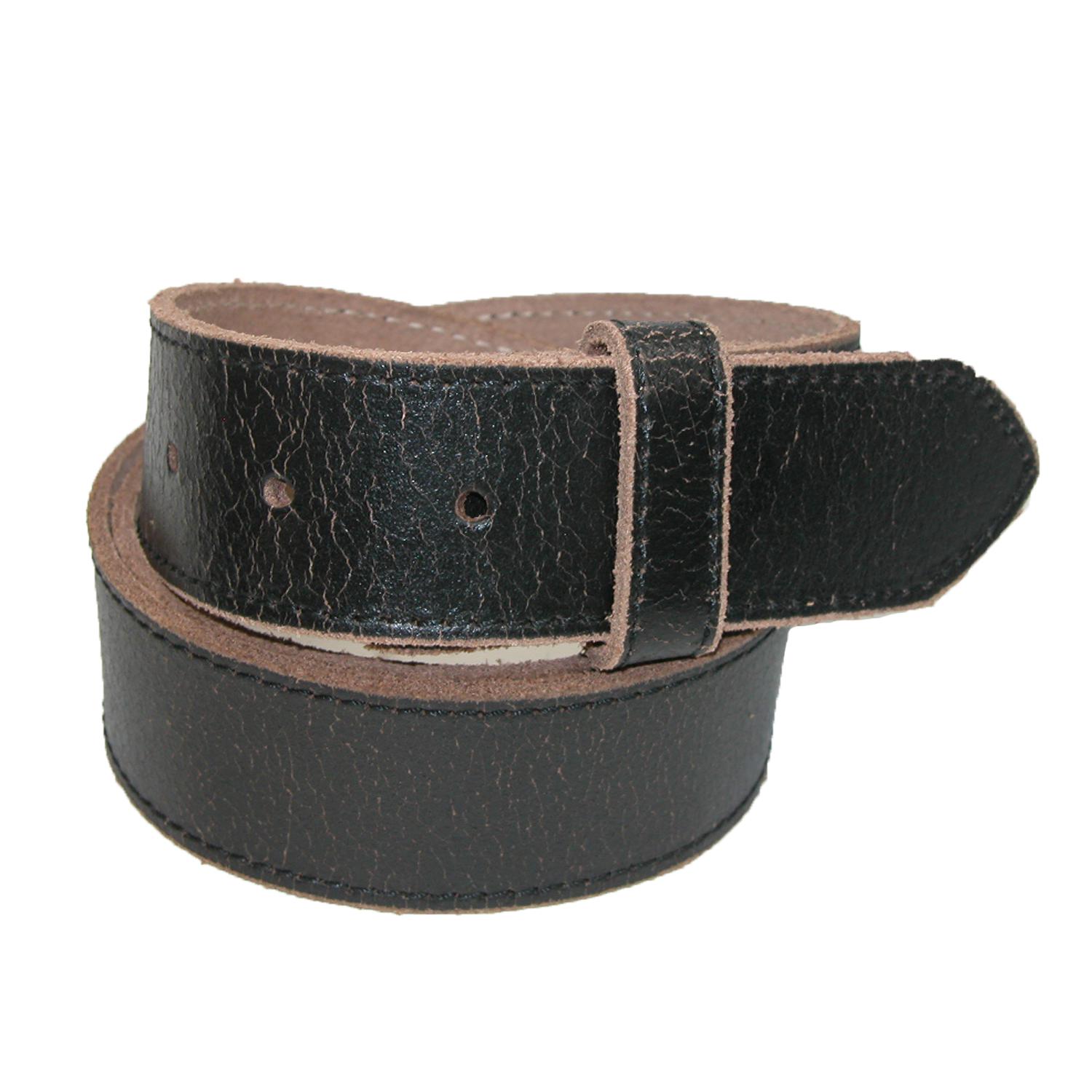 CTM Men's Vintage Leather Distressed No Buckle Bridle Belt