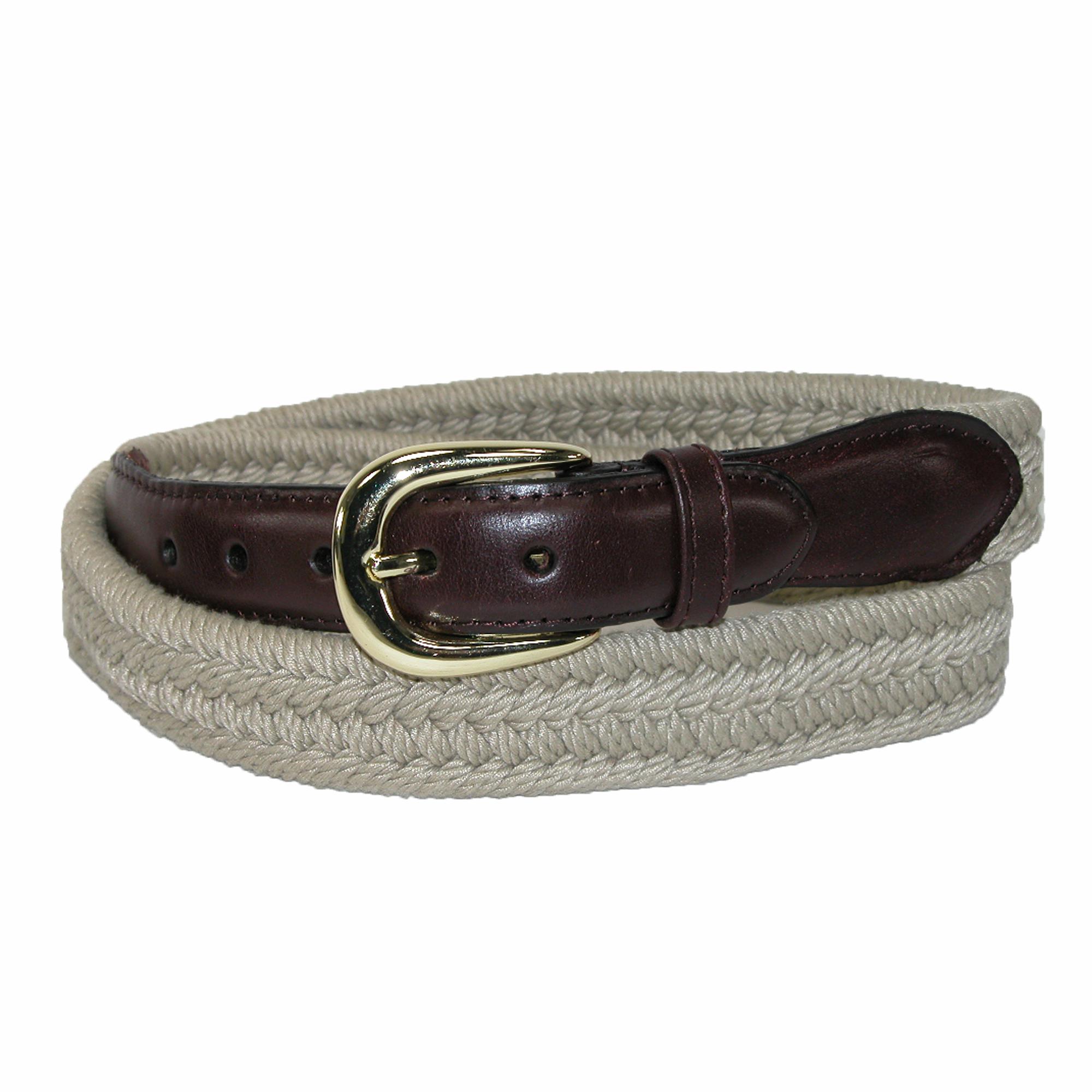 Rogers-Whitley Men's Cotton with Leather Trim Braided Belt