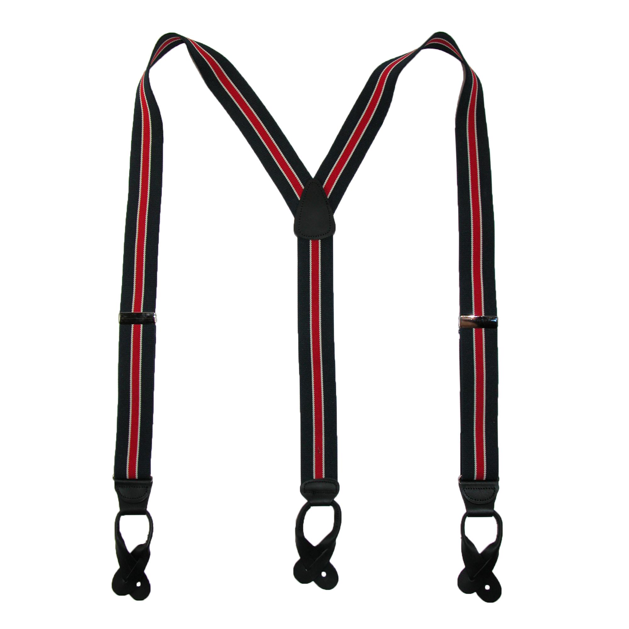 CTM Men's Elastic Button-End Nautical Stripe Suspenders (Tall Available)