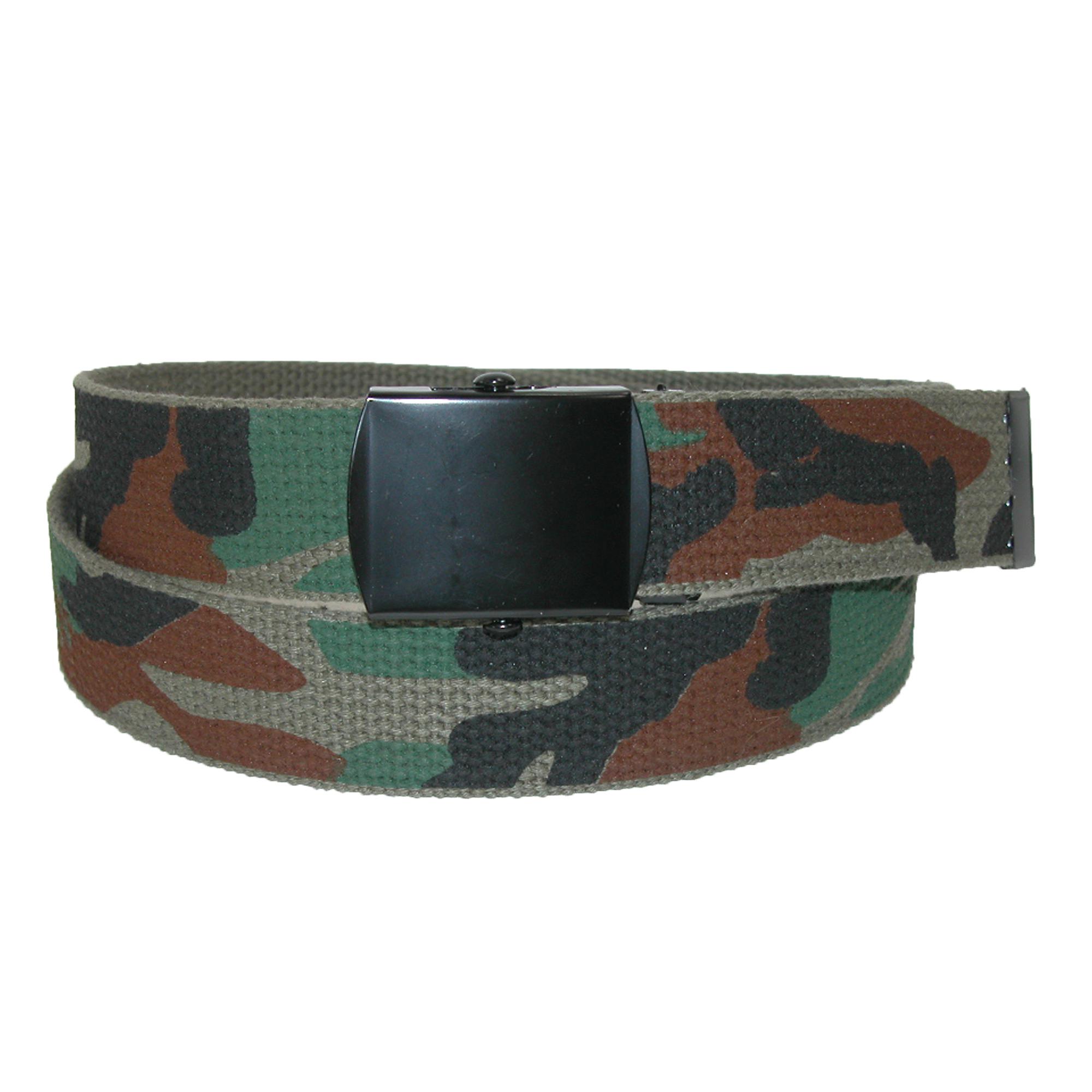 CTM Men's Big & Tall Fabric Adjustable Belt with Woodland Camo Print