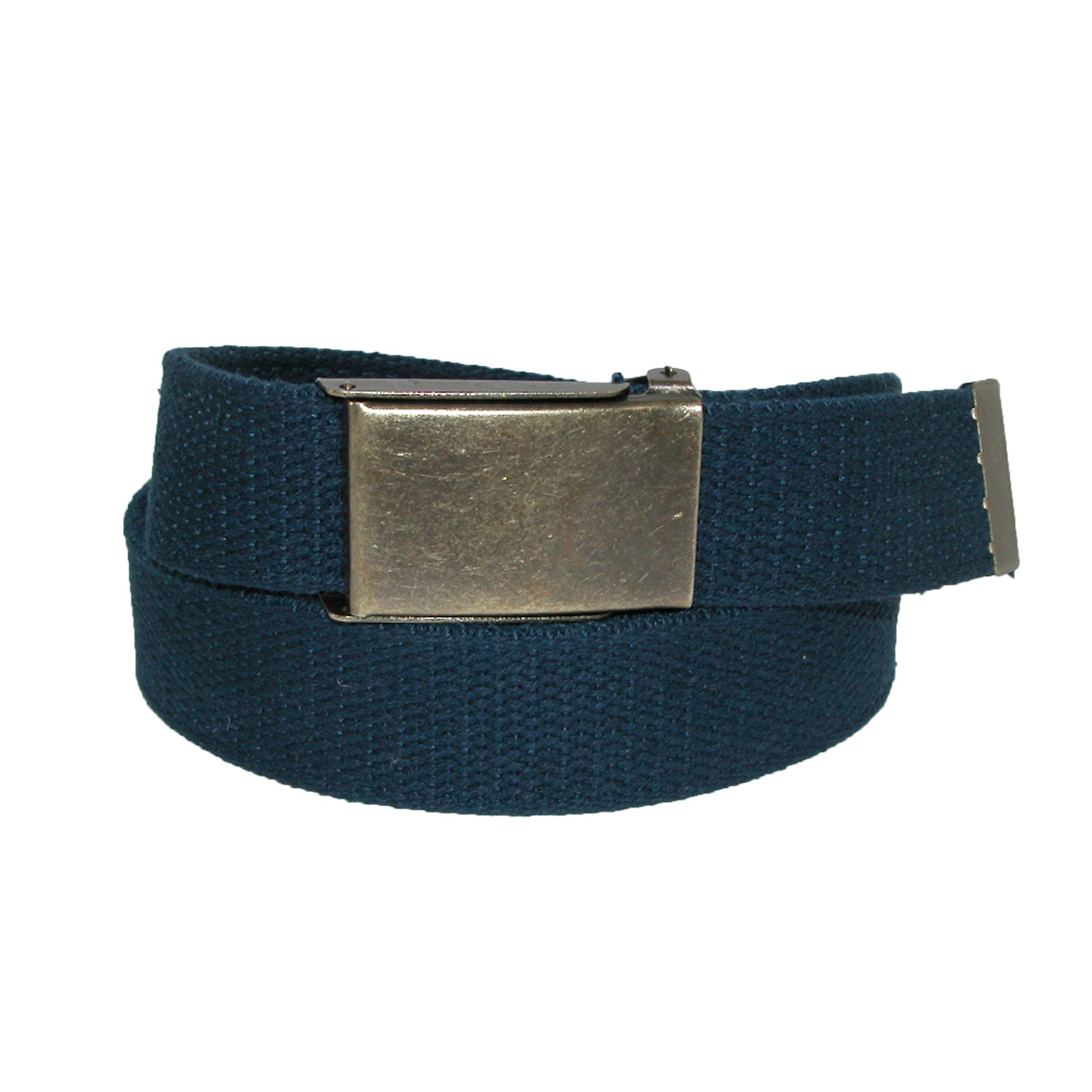 CTM Men's Fabric Belt with Brass Flip Top Buckle