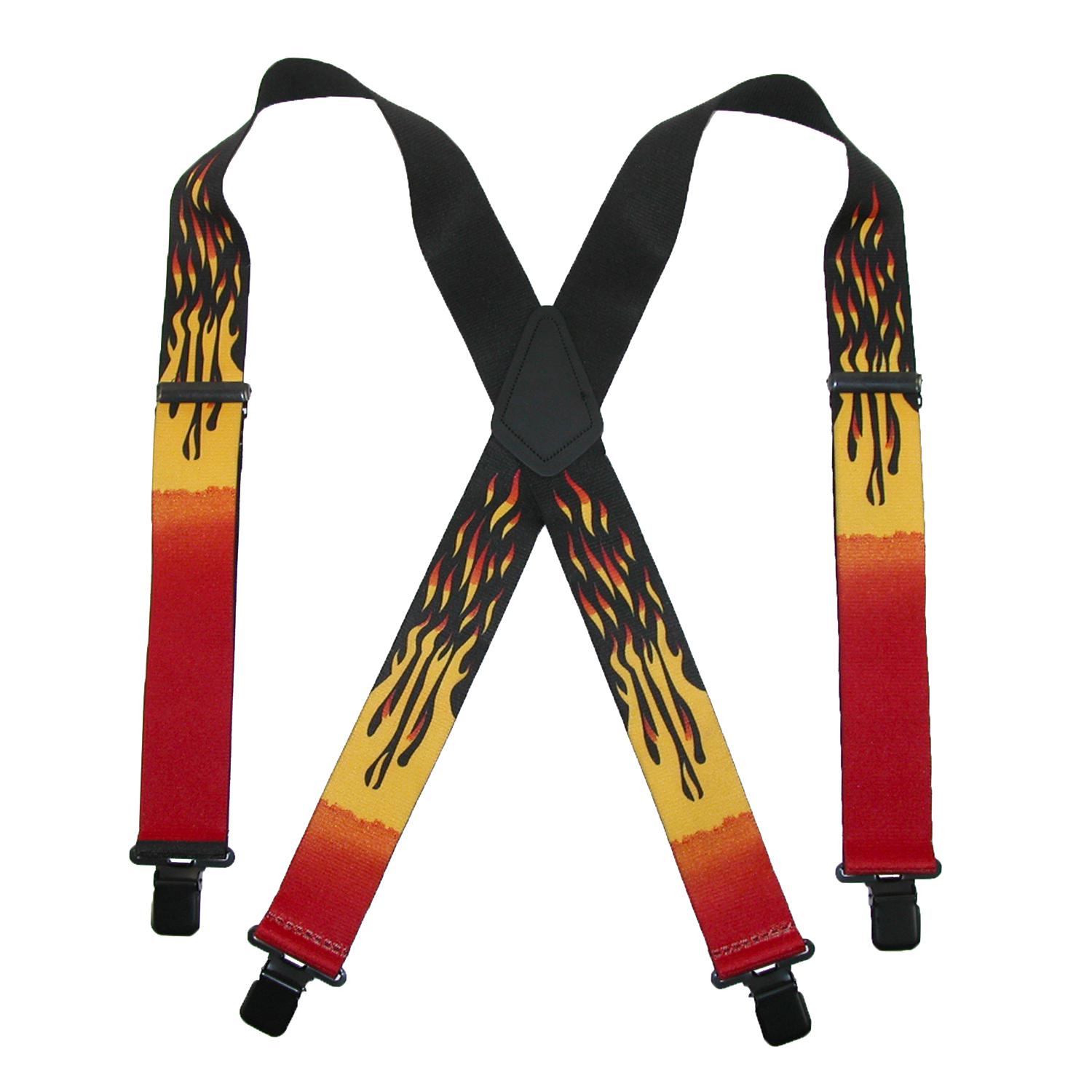 CTM Men's Elastic Clip-End 2 Inch Flame Suspenders