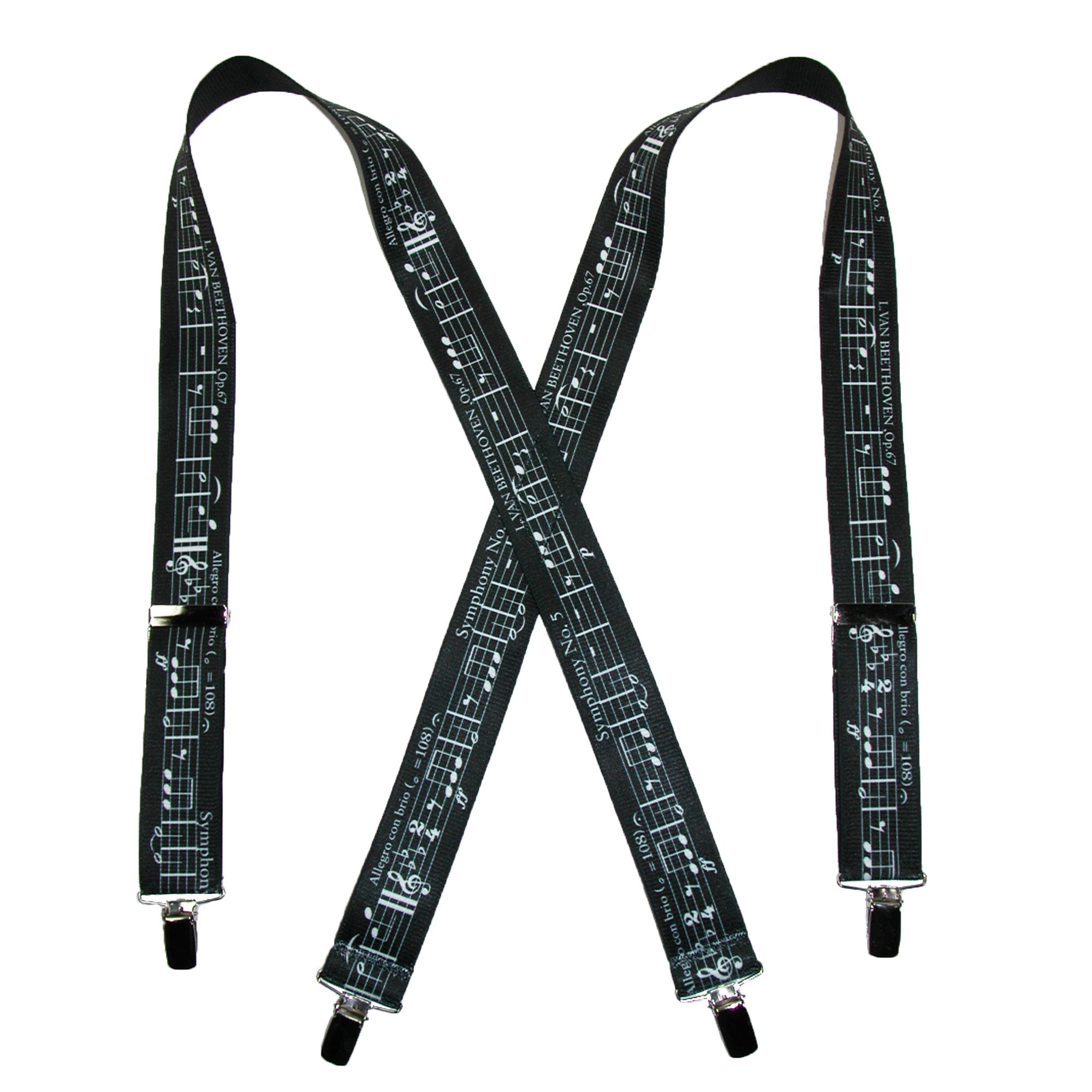 CTM Men's Elastic Clip-End Beethoven Symphony No 5 Suspenders