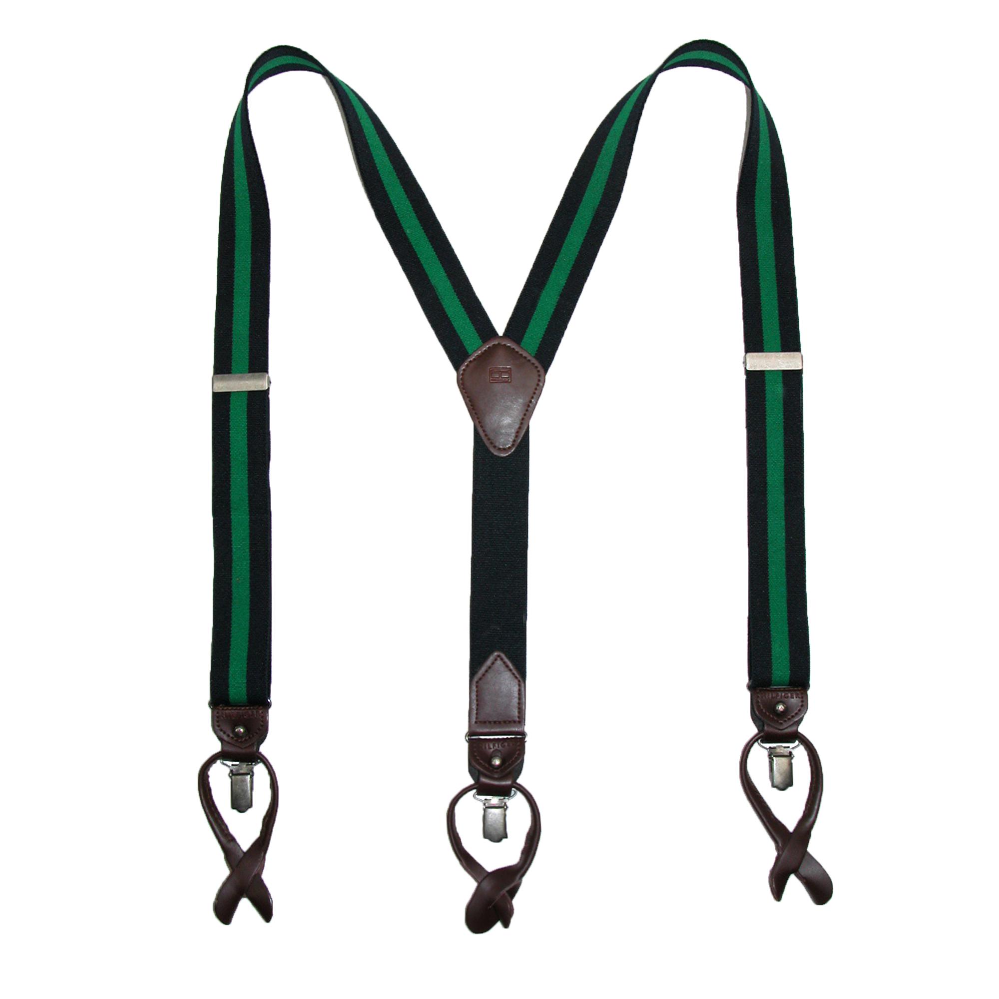 Tommy Hilfiger Men's Elastic Striped Convertible Button & Clip End Suspenders