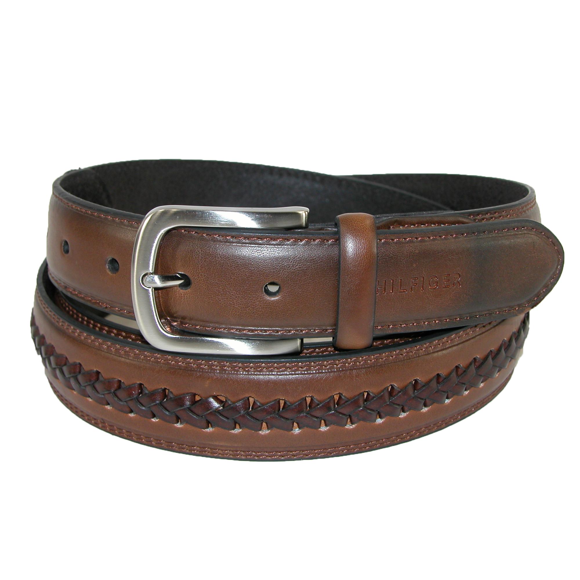 Tommy Hilfiger Men's Big & Tall Leather Center Lace Belt