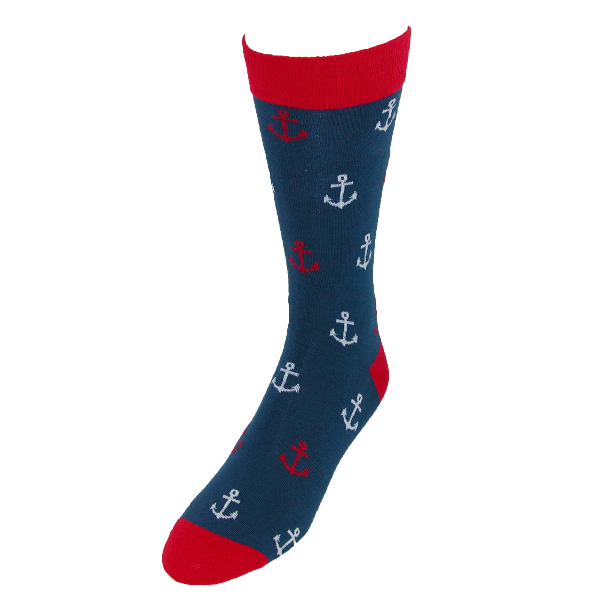 Fine Fit Men's Anchor Print Dress Socks