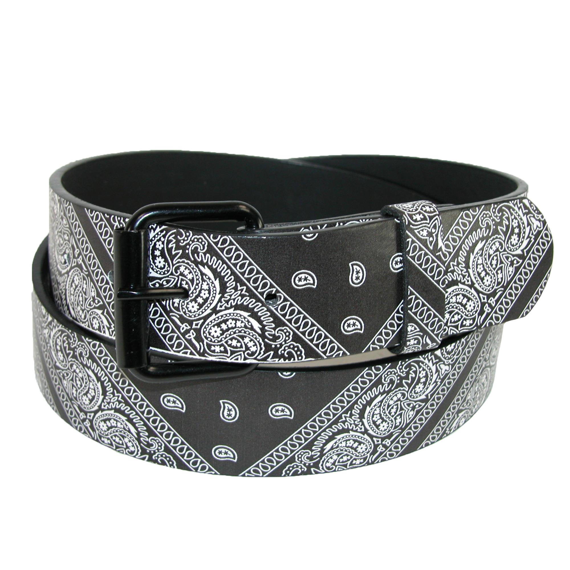 New CTM Men's Bandana Print Bridle Belt with Removable Buckle eBay