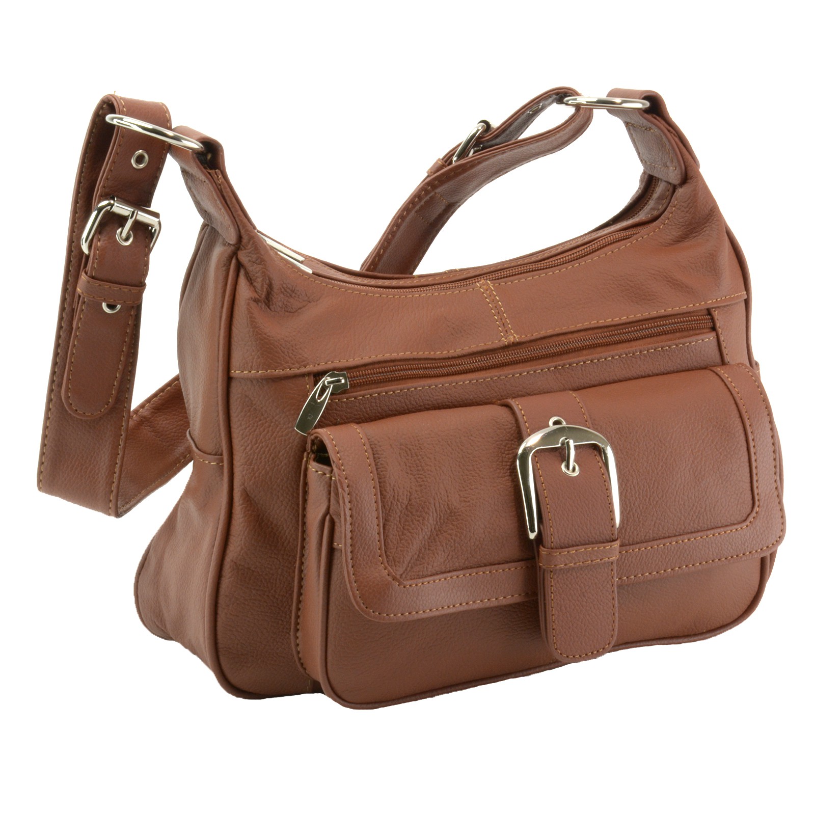 Women's Leather Organizer Purse Multi Pocket Handbag Shoulder Bag ...