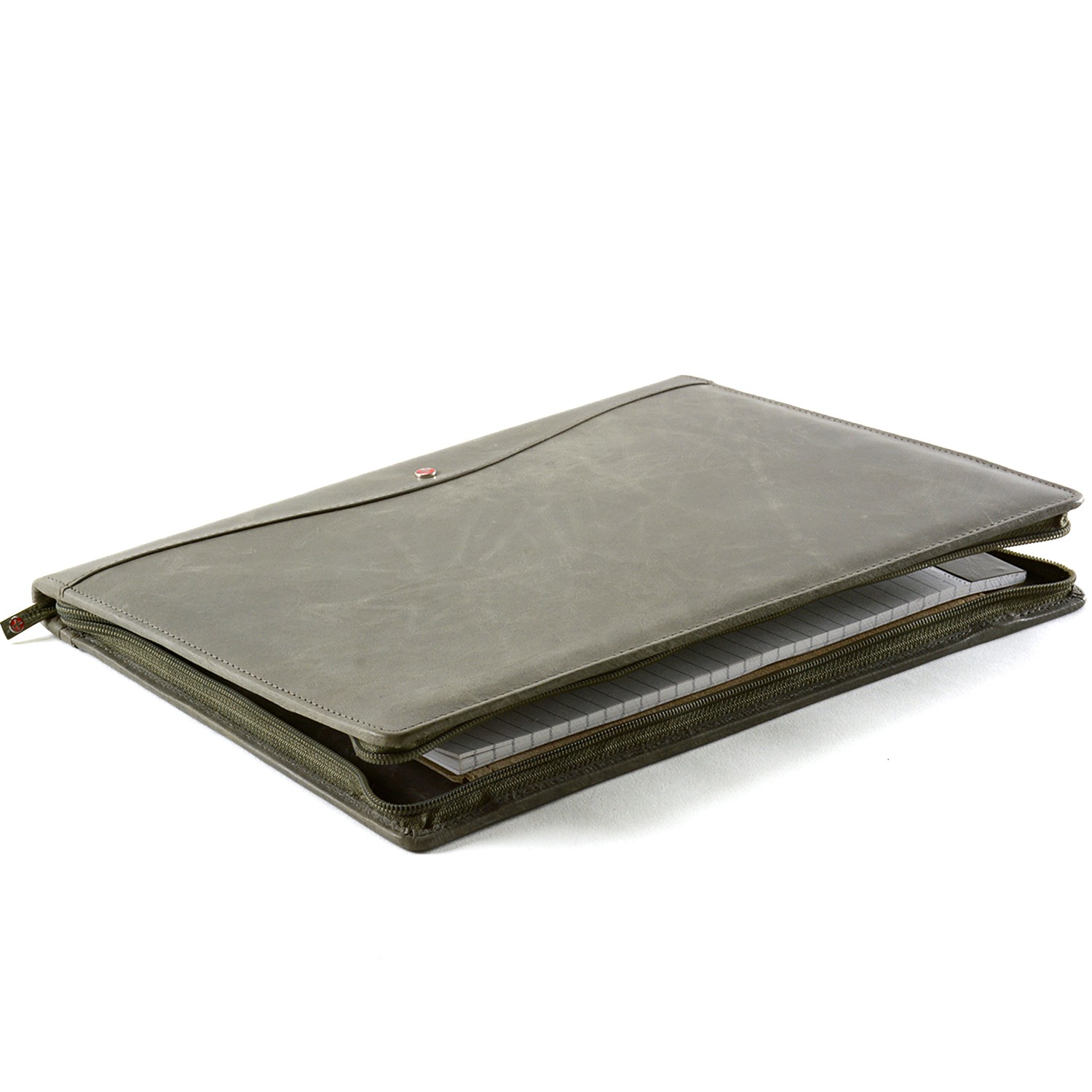 Alpine Swiss Leather Zippered Writing Pad Portfolio Business Briefcase