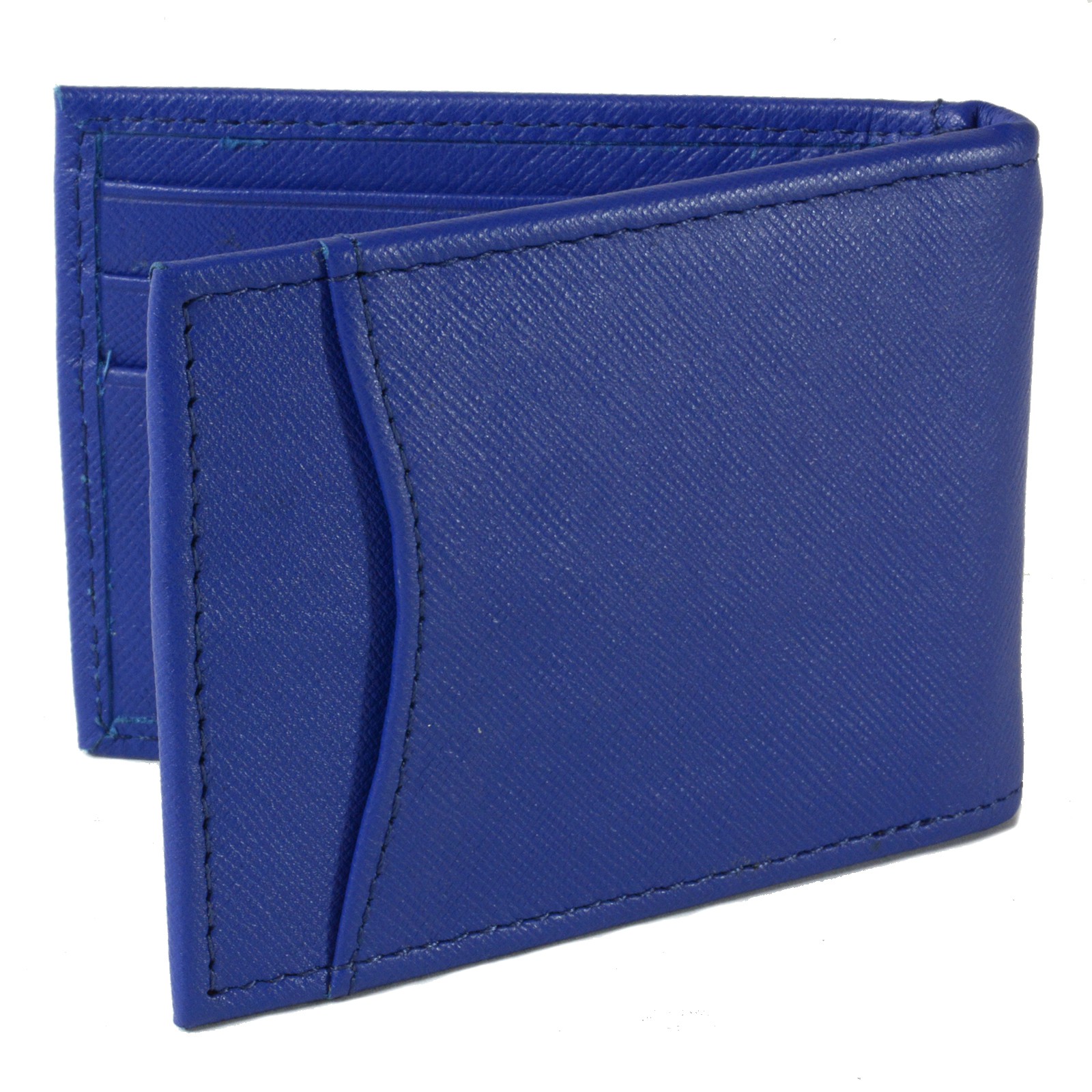 Alpine Swiss Mens Bifold Money Clip Spring Loaded Leather ID Front