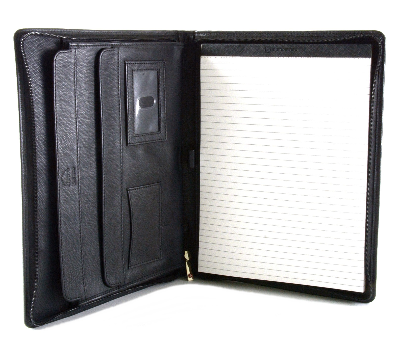 Alpine Swiss Leather Zippered Writing Pad Portfolio Business Briefcase Organizer eBay