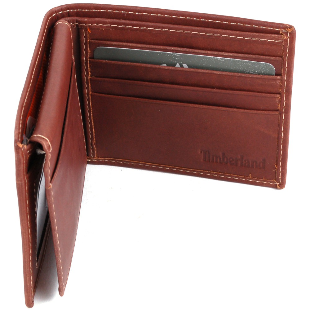 Timberland Mens Wallet Bifold 2 IDs Brushed Matte Finish Genuine