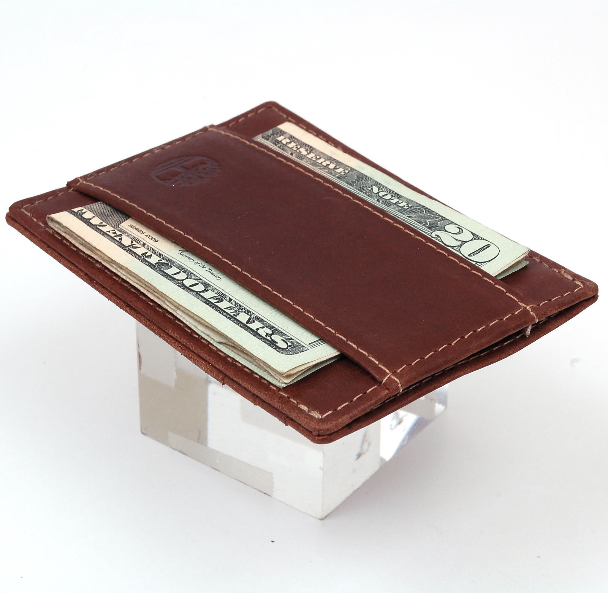 Timberland Mens Real Leather Front Pocket Wallet Cash Strap Money Clip