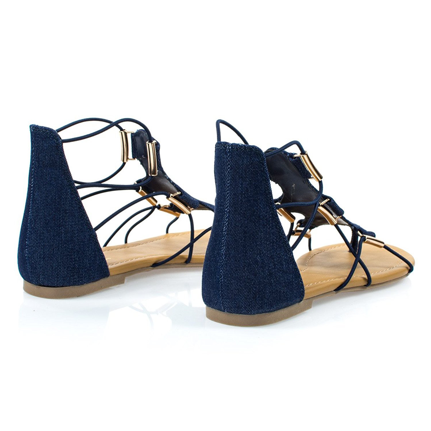 Soda Impact Women's Elastic Strappy Ankle High Gladiator Thong Flat Sandals | eBay