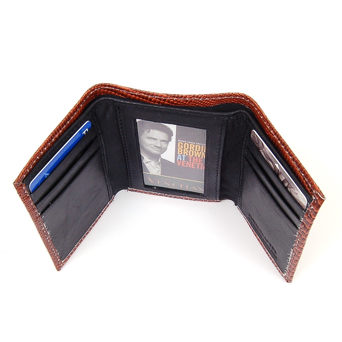 mens leather wallets snake print outer lambskin inside trifold or bifold