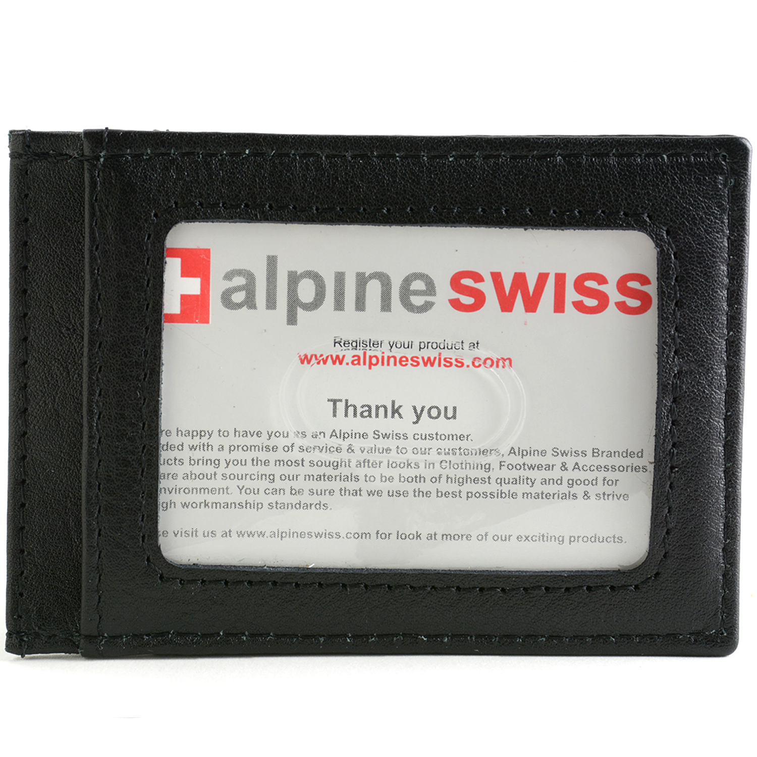 AlpineSwiss Mens Leather Money Clip Front Pocket Wallet Slim ID