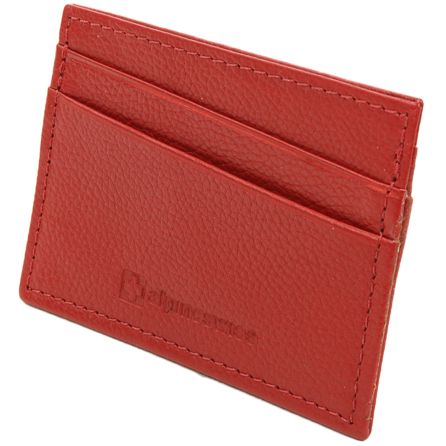 Alpine Swiss Super Slim Card Case Genuine Leather ID Holder Front