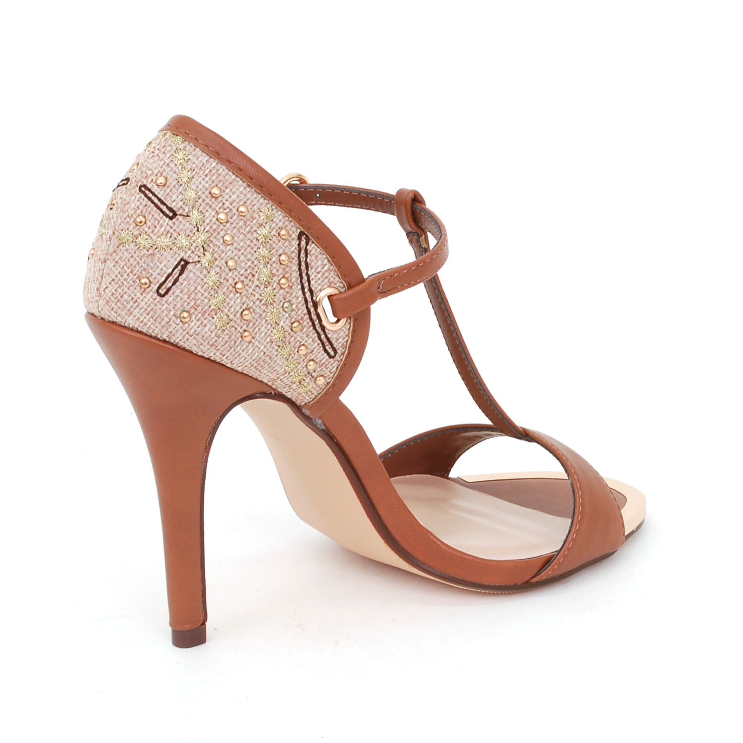 gold open toe ankle strap heels