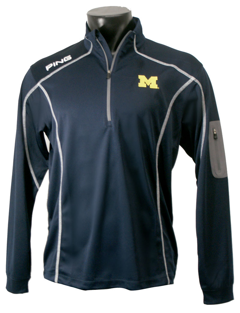 Ping Men's University of Michigan Ranger 1/4 Zip Shirt Jacket Blue XXL