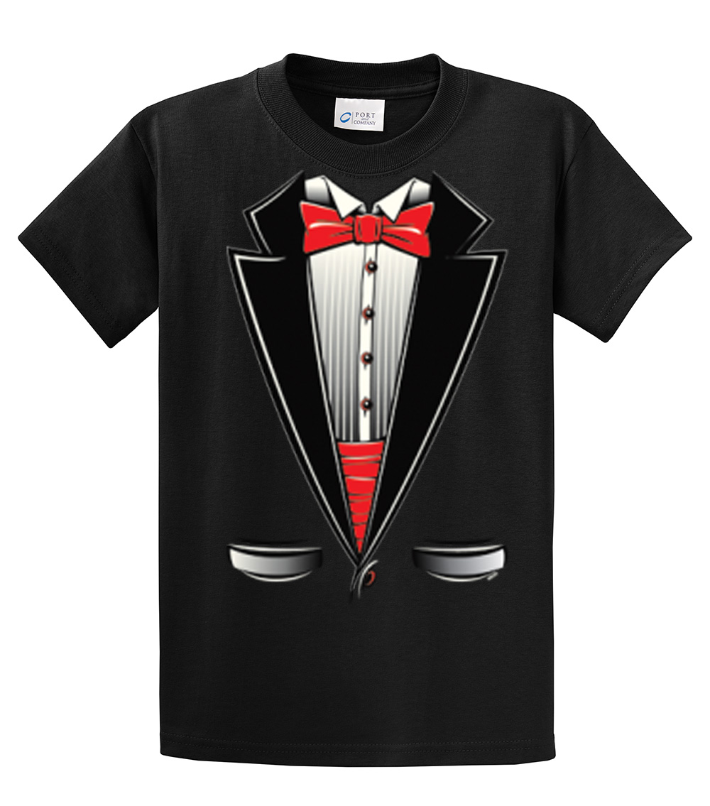 red tuxedo with black shirt