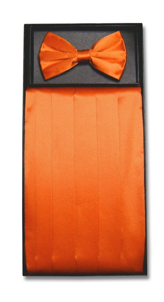 Silk Cumberbund BowTie Burnt Orange Color Mens Cummerbund Bow Tie Set