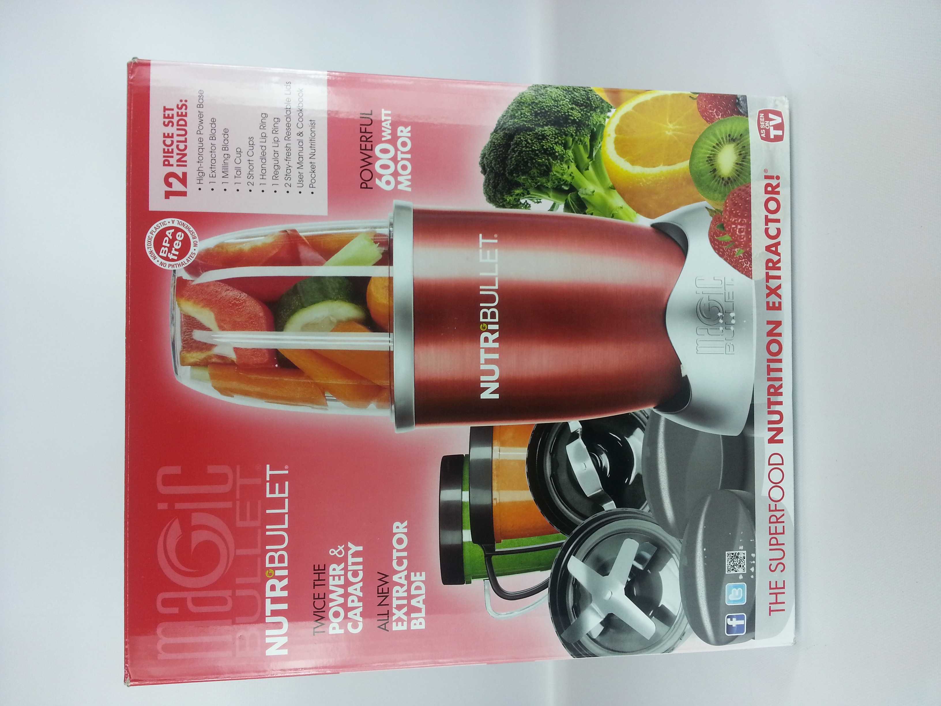 Magic Bullet Nutri Bullet 600W Blender Juicer Nutrition Extractor Red