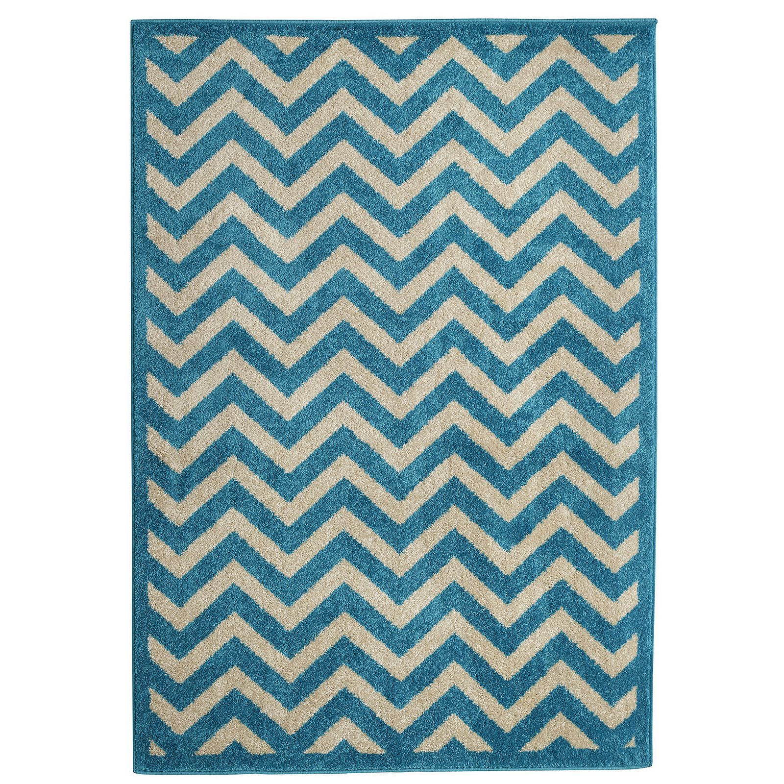 InStyle Chevron 4x6 Area Rug Turquoise Cream eBay