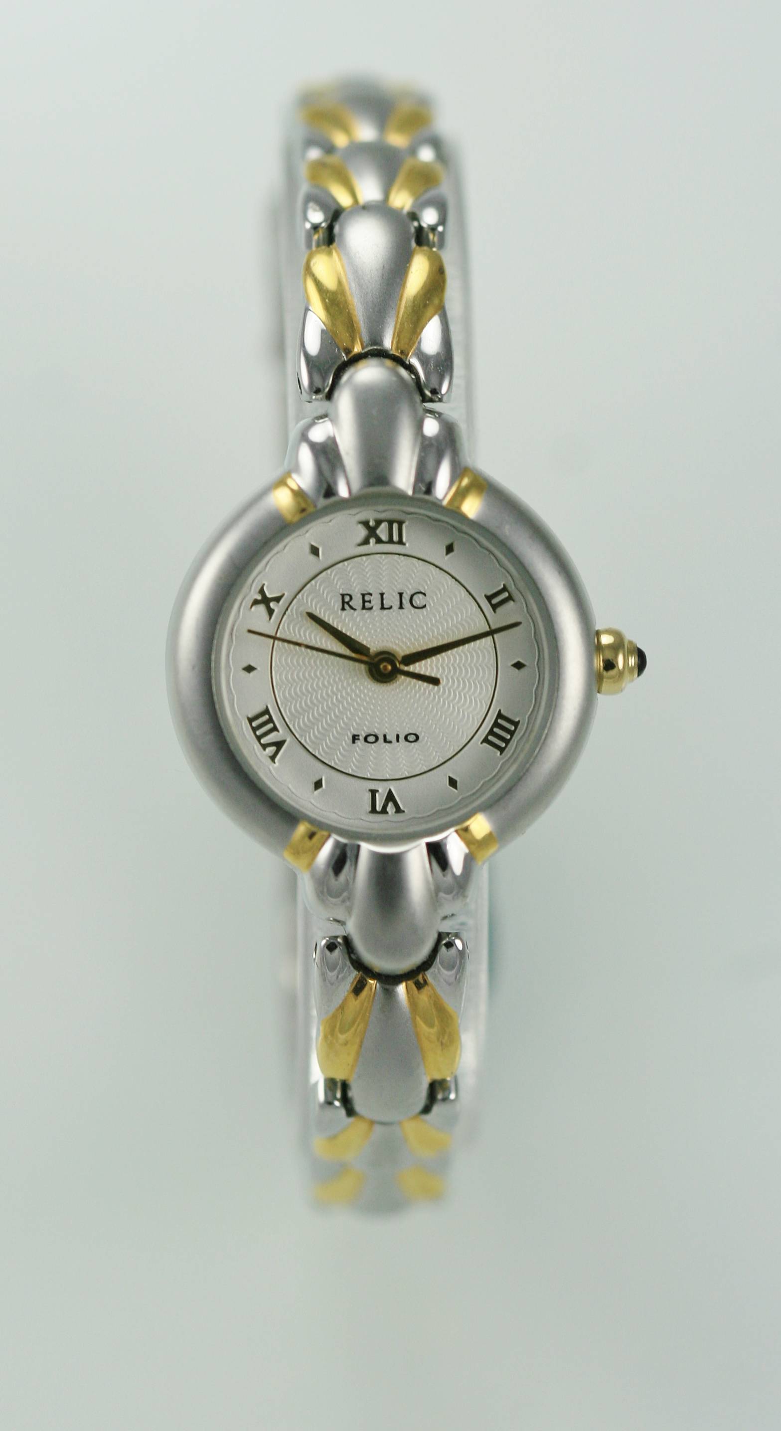 Relic Women's Stainless White Silver Gold Case Band Quartz Battery Watch eBay