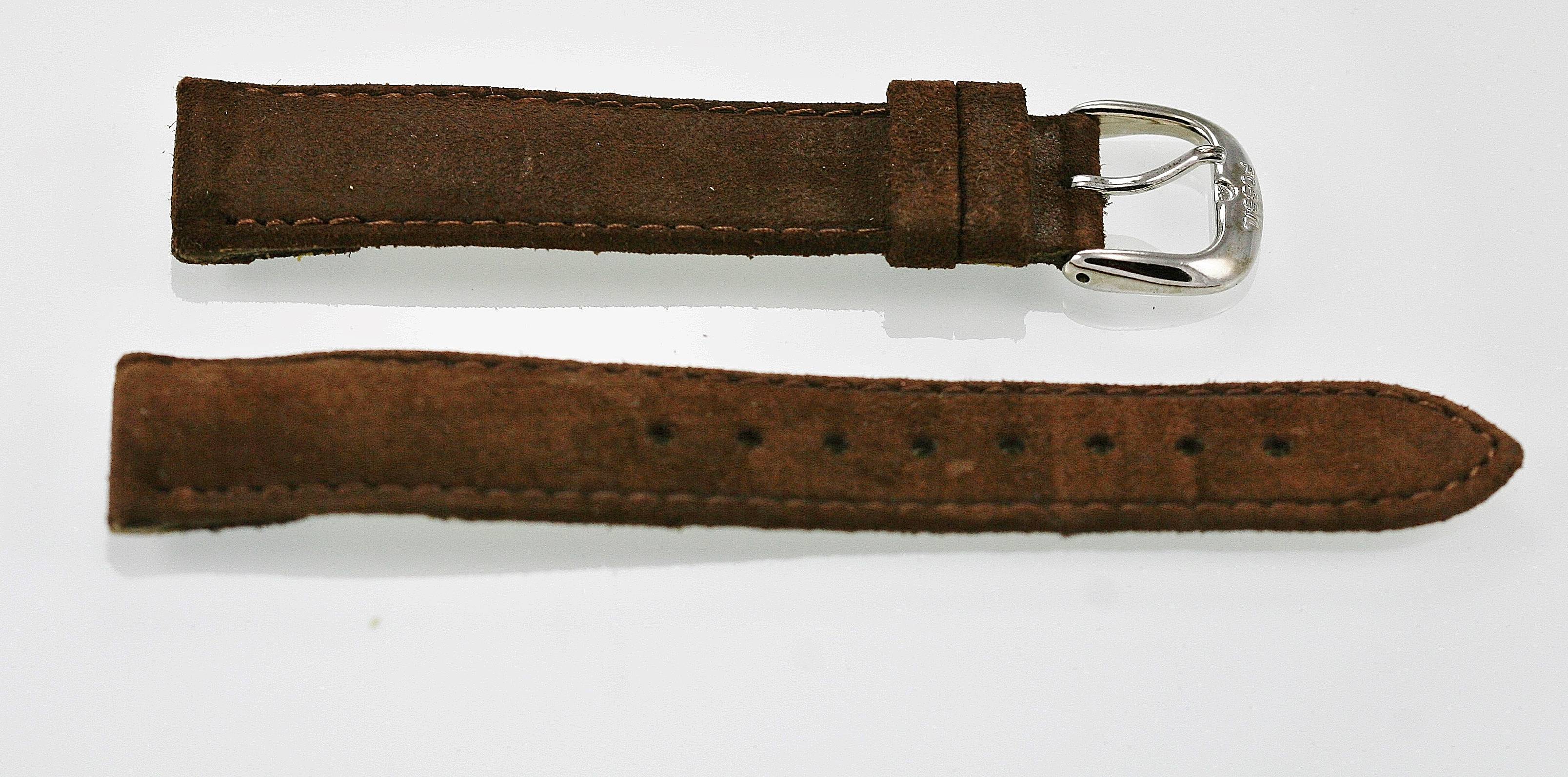 Fossil Womens Brown Suede/Leather Replacement Clips Watch Band 18mm