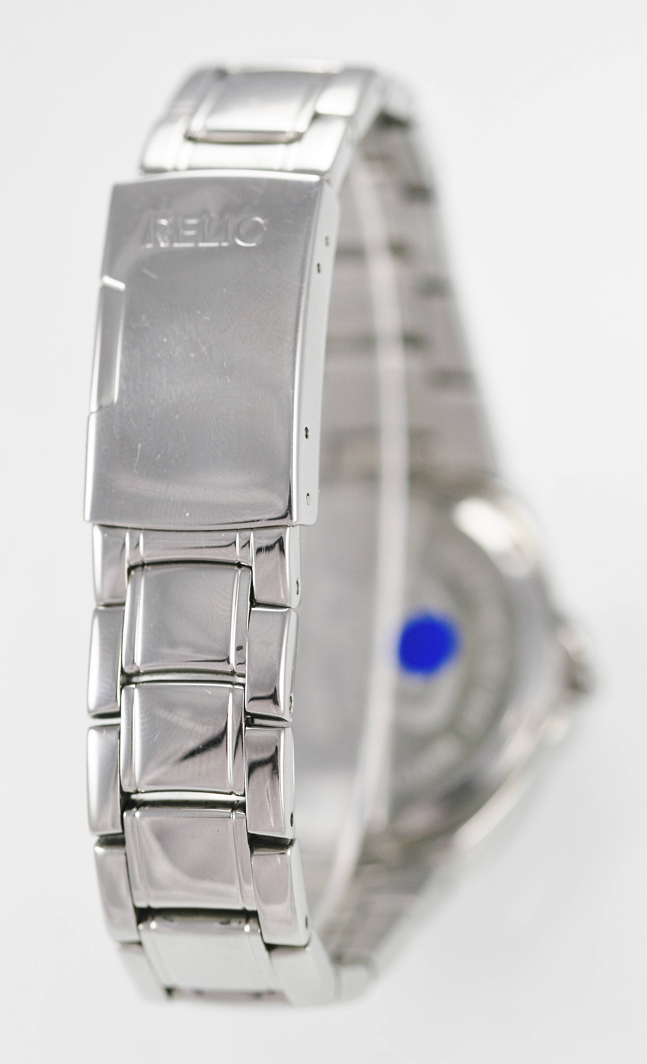 Fossil Watch Mens Big Tic Matrix Type Stainless Steel Silver 100m Black