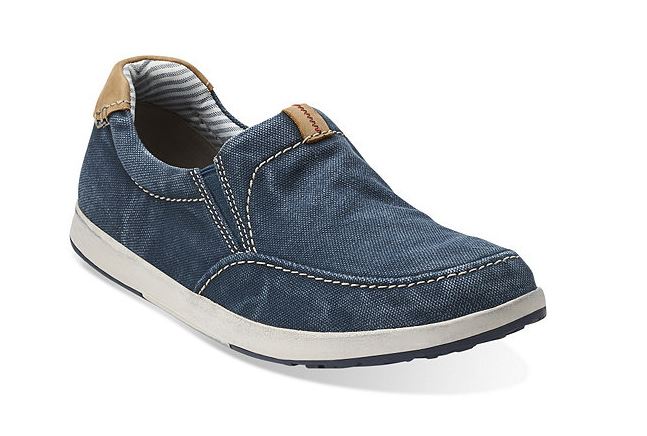 clarks canvas slip ons