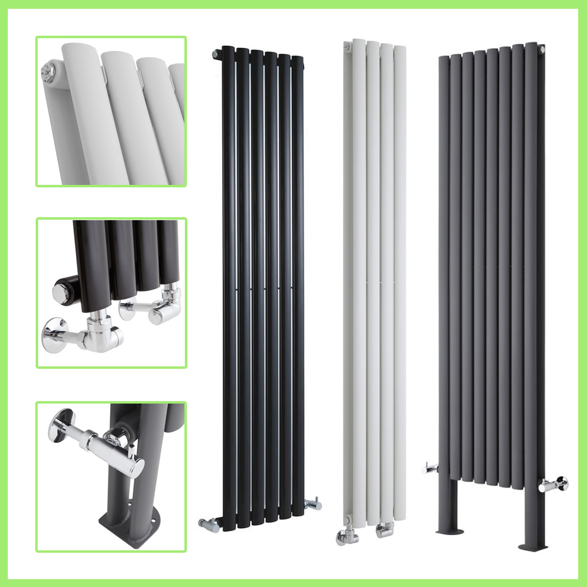 Vertical Designer Radiator Oval Column Tall Upright Central Heating