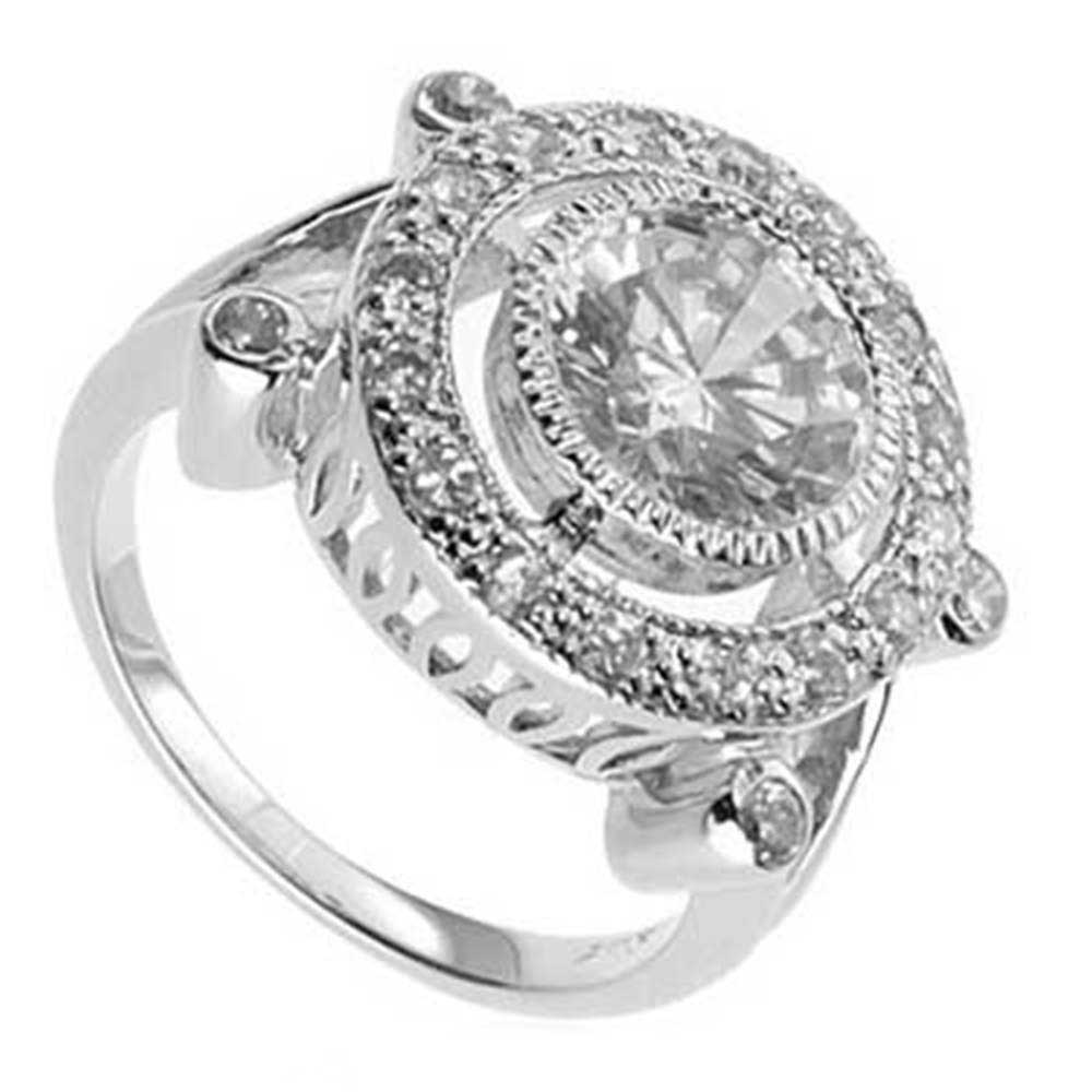 Art Deco Round Cut CZ Cubic Zirconia 925 Sterling Silver Engagement
