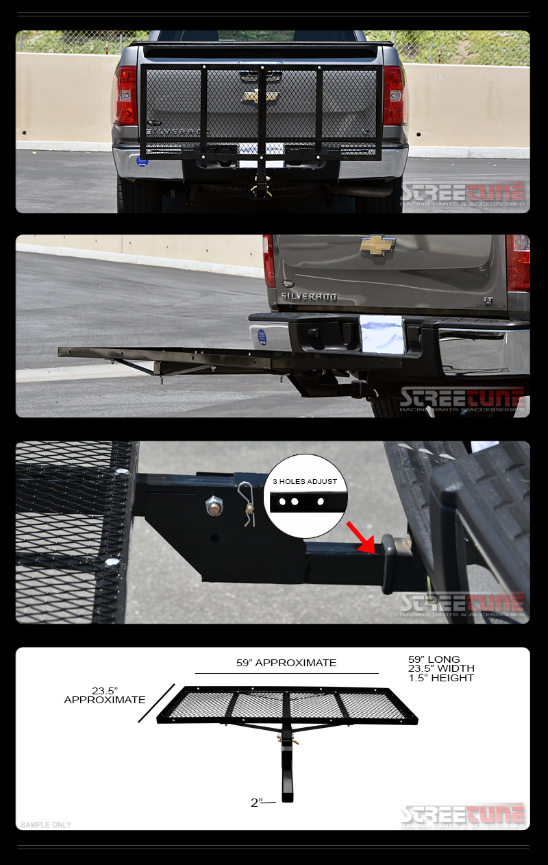 59" Mesh Steel Fold Up Bumper Mount Hitch Cargo Carrier Tray For 2"/Class 3 S27 eBay