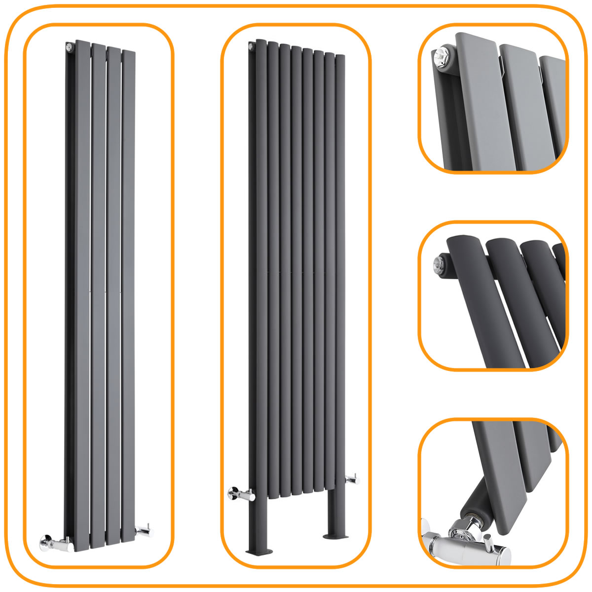 Anthracite Vertical Designer Radiators Upright Column Modern