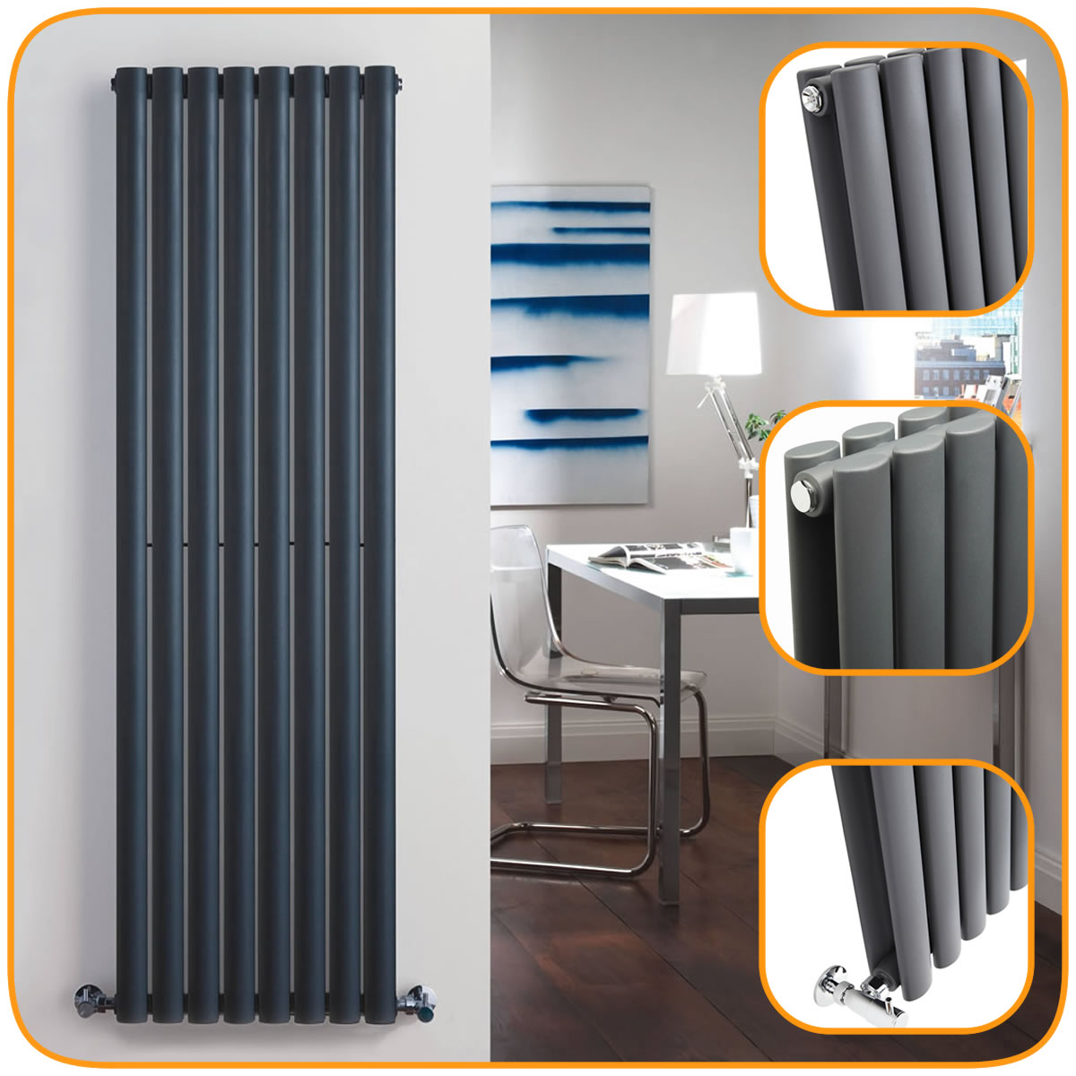Anthracite Vertical Designer Radiators Upright Column Modern