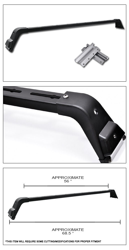 MATTE BLK DELUXE LIGHT BAR MOUNT+ROOF GUTTER BRACKET KIT 0209 CHEVY